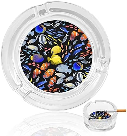 Graphic Ocean Fish Glass Ashtray Chardo Cigaretas Cinzel Caso do bandeja de cinzas para decoração interna do escritório