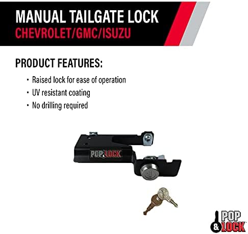 Pop & Lock PL1600 Manual Black Manual Tailgate Lock para Chevy/GMC/Isuzu