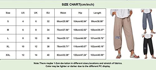 2023 calças de linho de algodão, verão casual de perna larga e solta ioga capri dragonfly calça cortada para feminino