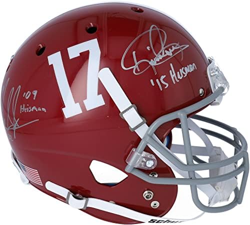 Derrick Henry e Mark Ingram Alabama Maré Crimson Capacete Schutt Réplica com inscrições de Heisman - Capacetes da faculdade