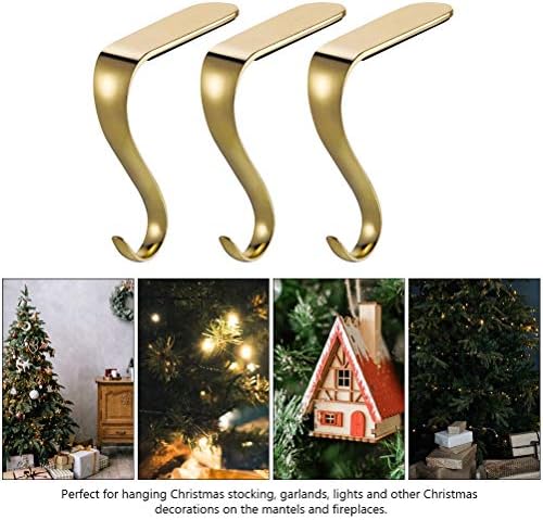 Besportble Home Decor 3pcs Holdador de meia de natal Xmas ganchos de lareira dourada ganchos de lareira