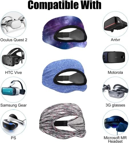 VR Máscara ocular tampa do rosto Banda de suor elástica respirável Tamanhos ajustáveis ​​Uso de preenchimento HMD para exercícios de VR, compatível com Mate Quest 2/Oculus Rifts/HTC Vive Pro 2 e outros fones de ouvido VR