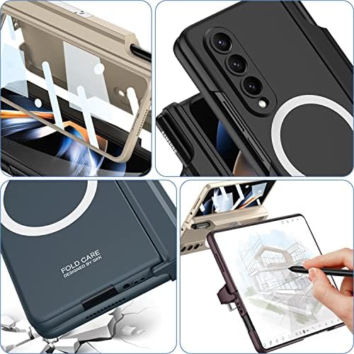 Miimall para Samsung Galaxy Z Fold 4 Case, Protetor de tela embutido e proteção de ponta e dobradiça com S Pen Solder, compatível