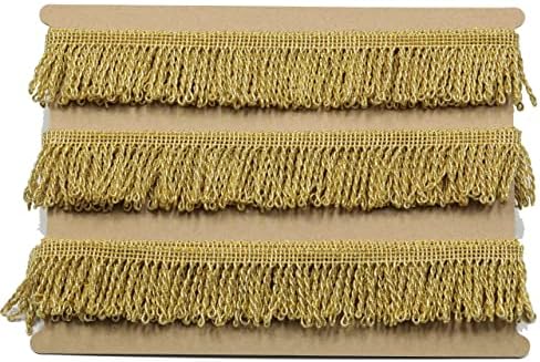 Alshaya Gold Fringe Tassel Trop Lace Polyester Macrame Tassel Lace 10 jardas de 43 mm de largura para costurar artesanato cortinas de roupas acessórios