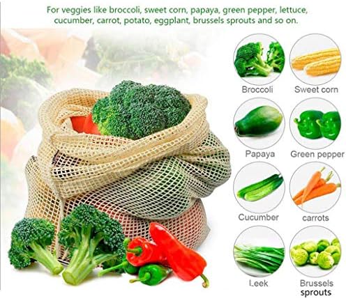Bolsas de armazenamento orgânico naturais bolsa vegetable produz frutas reutilizáveis ​​de malha de algodão ， jantar