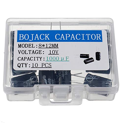 Bojack 8x12mm 1000UF 10V 1000MFD 10 Voltagem ± 20% Capacitores eletrolíticos de alumínio