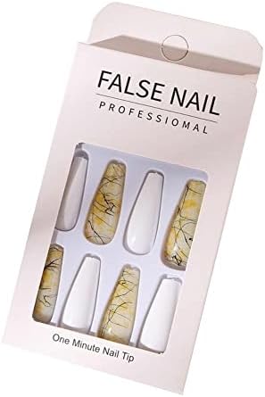 Dicas de pregos falsos longos, prenda de pregos, 24 pcs unhas falsas unhas fosadas de bailarina extra longa dicas de unhas