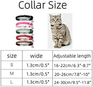 Colarinho de gato personalizado com sino, primeira camada de couro de camada gravada idé de identificação de identificação de tag, colarinho de gatinho fofo de animais de estimação ajustável para meninas pequenas meninas garotas gatinhos gatinhos