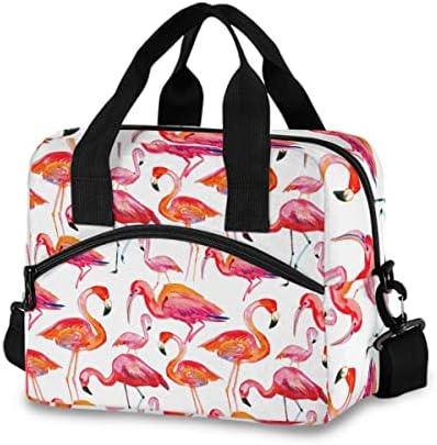 Bolsa de lancheira de flamingo rosa de aquarela Glraphy