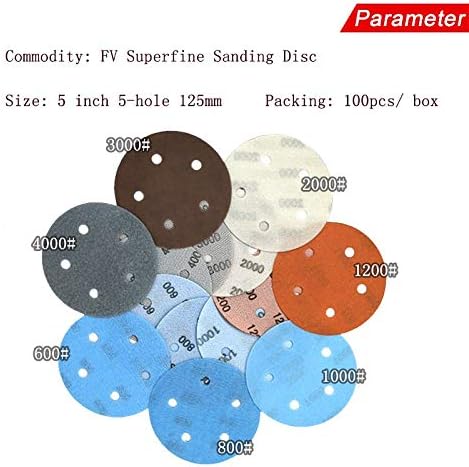 Lixa abrasiva Zsblxhhjd 10 peças 5 125mm 5 orifícios FV Ultra Fine Wet/Dry Ganch