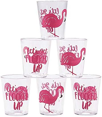 Luau Flamingo Plastic Shot Glasses - Conjunto de suprimentos de 24 anos