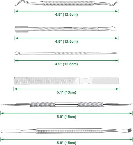 Arquivo e levantadores de unha encravada de 6 pacote, kit de ferramenta de remoção de aço inoxidável de aço cirúrgico profissional,