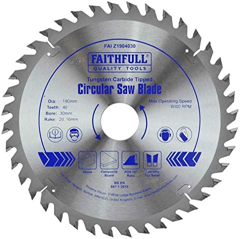 Fiel FAIZ1904030 TCT SAW Circular Blade 190 mm x 30 mm Bush x 40 dentes