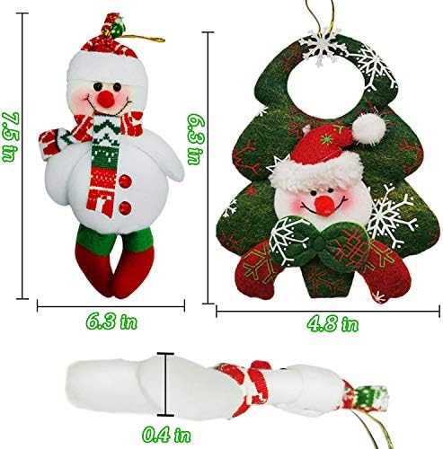 8 Pacote de decorações de árvores de Natal Conjunto de ornamentos, pingente de neve de pingente Papai Noel