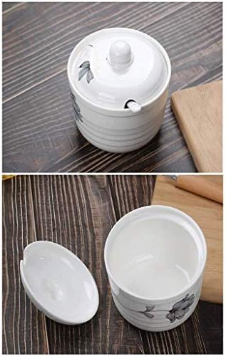 UXZDX Tempero de cerâmica Tank-Porcelain Sugar Bowl com colher e tampa, terno para casa ou restaurante