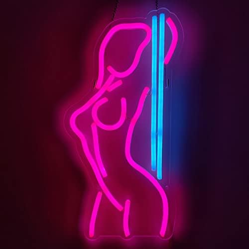 Qiland Sexy Lady Neon Sign super brilhante acrílico artesanal LED LUZ NEON Tamanho da luz 8.2x15.7 Em Lady Back Sign para Shop Window Store Exibir Beer Bar Nightclub Grand Presente, Pink