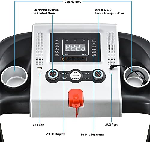 Esteira elétrica com 12 programas automáticos e 3 modos, Walking Treadmill Treadmill Incline Workout LCD e Pulse Monitor