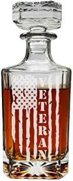 Veterano American Blag esfarrapado EUA Decantador patriótico de uísque com tampa de vidro Presente personalizado para homens Pai veterano Dia dos pais