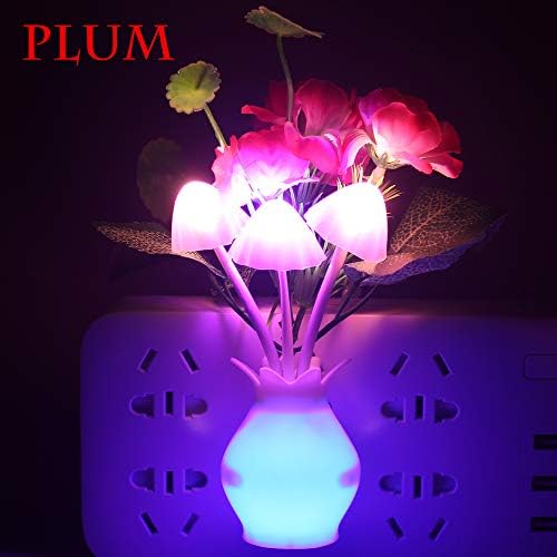 WarmStor [4 pacote] Luz da noite de cogumelo, Tulip Clove Flowers Flum Plug-in Cogumelos Cores Alterando a Nightlight Colorful Led