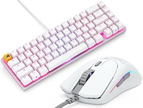Pacote de combinação de teclado e mouse - Modelo glorioso o 2 mouse branco de jogos e glorioso GMMK 2 White 65% teclado