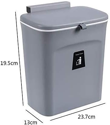 Lixo de lixo de lixo wxxgy lata de lixo de desodorante lixo de parede com tampa, lixo de cesto lixo bin/cinza/29.5x23.7x13cm