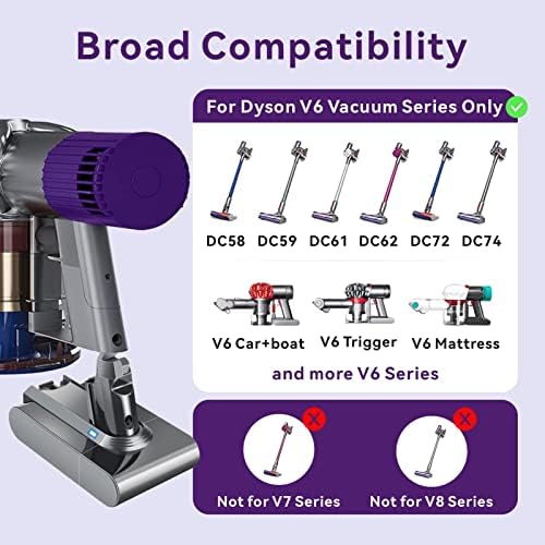 Coolsoul 5.0AH 21.6V Bateria de substituição para Dyson V6 Bateria - Compatível com SV03 SV04 SV09 DC58 DC59 DC61 DC62 V6