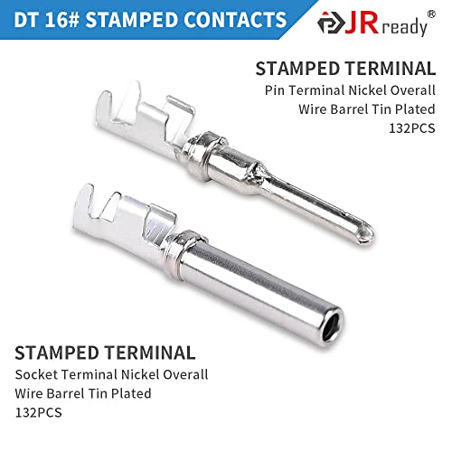 Kit de conector JRoady ST6310 DT em 2,3,4,6,8,12 pinos, 12 conjuntos de 2 pinos conectores de 2 pinos, 132 sets Tamanho 16 Contatos formados estampados ， ACT-LY-16DT Ferramenta de crimpagem de conector para conectores DT deutsch, 417pcs