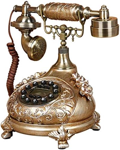 Myingbin Resin Imitação de cobre Retro Button Dial Telefone vintage com escultura Decoração da sala de estar do escritório em