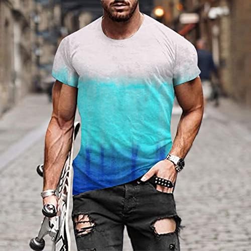 T-shirt gráfico masculino 3D Impresso de manga curta Athletic Gym Workout Tees casuais camisetas divertidas de verão