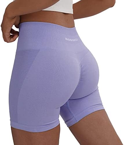 Roooku Uplift Gym Shorts para mulheres sem costura levantando o treino