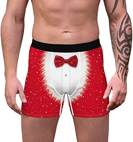Neferlife Christmas masculina boxer masculina, homens engraçados cuecas esportes de roupas íntimas respiráveis ​​brindes suaves Gag