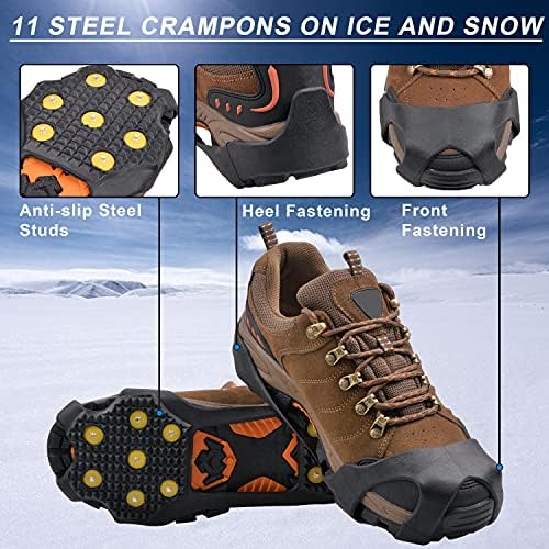 Chuteiras de neve de gelo para botas sapatos de tração grampos para caminhar na neve e gelo non slip atualizada 11 pregos