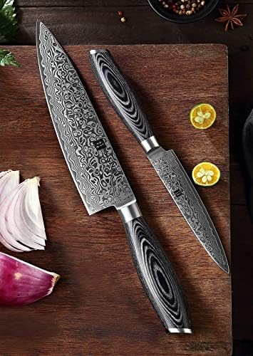 Xinzuo Damasco 2pcs Faca de cozinha Conjunto de faca de 67 camadas de 67 camadas Damasco aço faca utilidade utilidade, faca