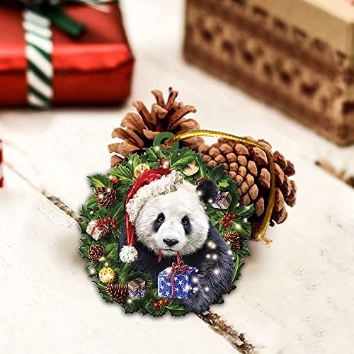 Panda para seu presente para o amante do panda Árvore de Natal Decoração de ornamento de plástico transparente Decoração