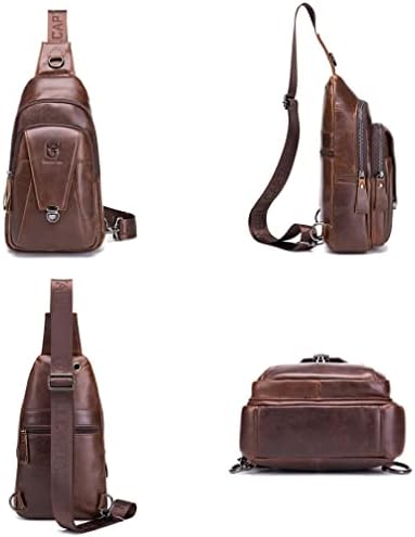 Mochila de sling de couro kpywzer para homens pacote de peito