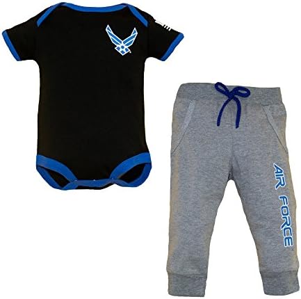 EUA. 2pc Baby Boys Air Force Bodysuit -macacão conjunto azul cinza