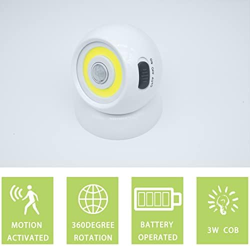 Sensor noturno de movimento leve, com base rotativa para uso interno no banheiro, corredor, cabine de cruzeiro, branco