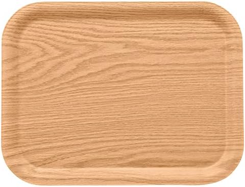 Wood SL14,6 polegadas, bandeja retangular de madeira, marrom natural, não deslizamento, 14,6 x 10,7 x 0,6 polegadas