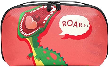 Dinosaur Red Pattern Makeup Bag Zipper Pouch Travel Organizador cosmético para mulheres e meninas