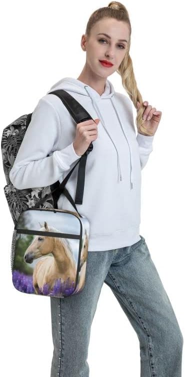Guonai White Horse reutilizável lancheira para homens Homens para crianças Bolsa isolada para viagens para viajar Piquenique