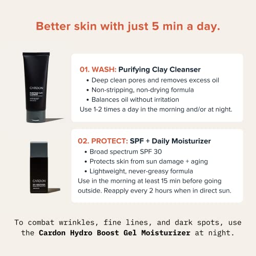 Conjunto de cuidados com a pele de Cardon Men | Premium coreano Skincare para pele sensível e pele oleosa | Hidratante do rosto à base de água com SPF 30, lavagem suave de rosto