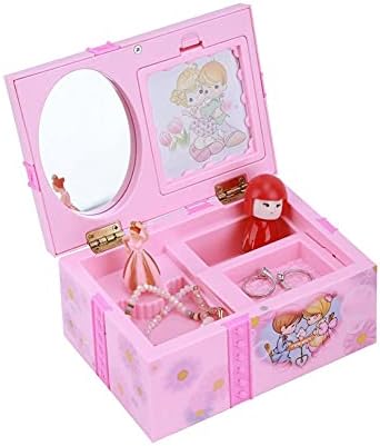 Ylyajy Pink Dancing Girl Music Box Ornamentos de decoração de casa Caixa de música Organizador de jóias