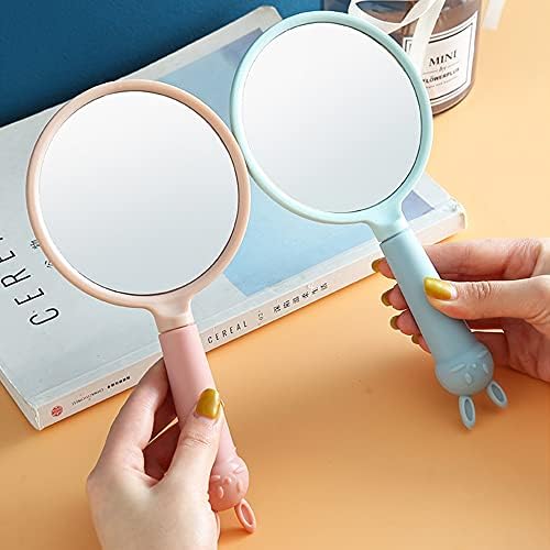 NZNB estilo europeu Retro Cute Handle espelho de maquiagem com alça espelho de beleza portátil espelho de maquiagem pessoal portátil espelho de viagem, azul
