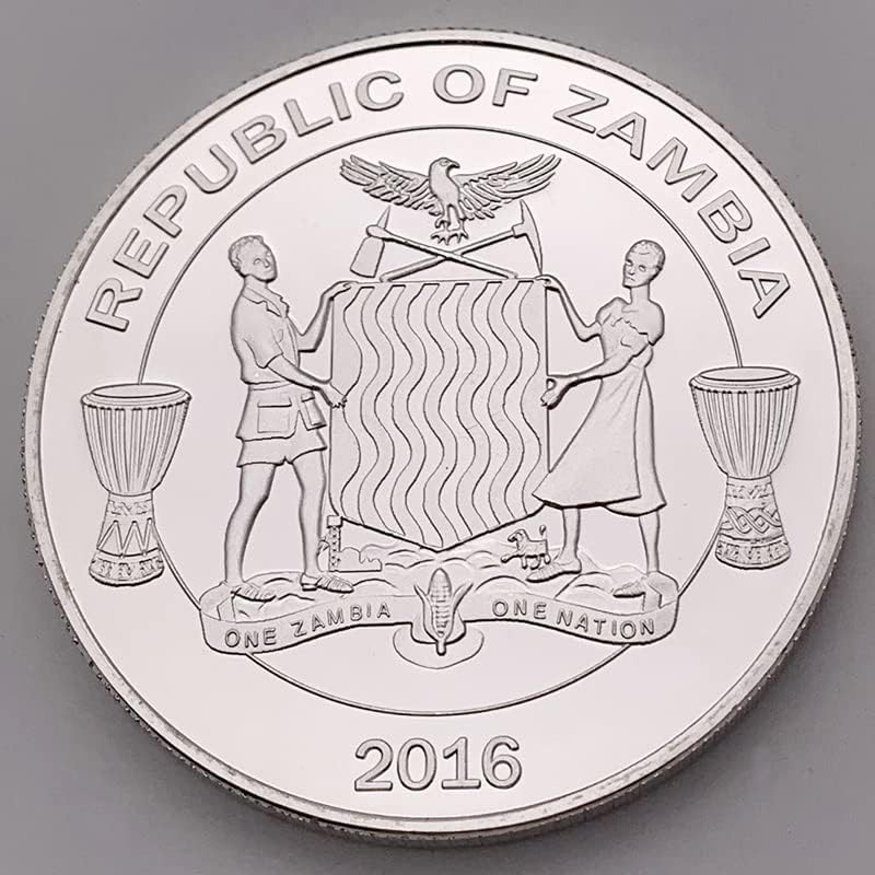 África Zâmbia Malawi Comemorativa Coin Elefante Prazeada Prata Coin Wild Animal Craft Moeda estrangeira Coin
