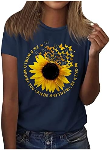 Zefotim Summer Tops for Women 2023 Cute Gunflower Dandelion Fashion Tshirts Plain Tshirts Vintage Manga curta o Pescoço Tops