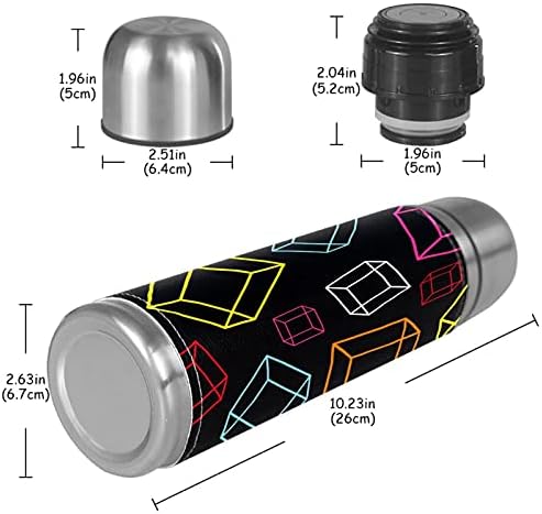 Thermo Cup portátil Thermos Flask A vácuo à prova de vazamentos e à prova de derramamento pode ser usado para bebidas frias e quentes geométricas preto