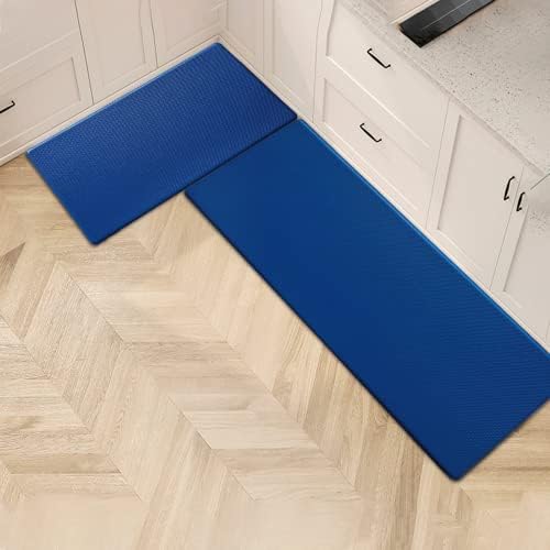Artnice Kitchen Floor Tapetes Anti -fadiga Almofada 2 peças, tapete de fadiga azul azul marinho para mesa de pé, tapete de cozinha à prova d'água para pé, tapetes de cozinha e tapetes para a pia da cozinha da estação de trabalho