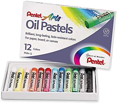 Pastéis de petróleo da Pentel Arts, 12 cores de cores