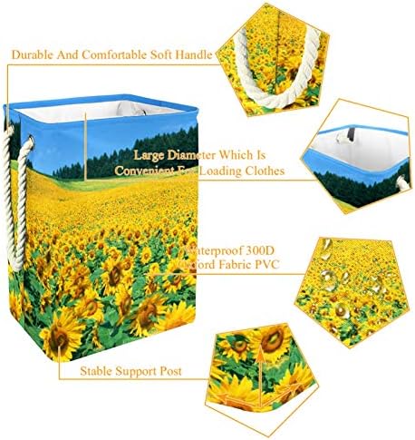 Deyya Sunflower Laundry Baskets cestam altos e resistentes dobráveis ​​para crianças adultas meninos adolescentes meninas