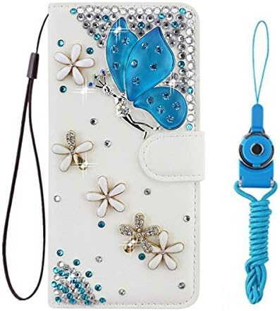 Caixa de telefone de couro brilhante Hficy Compatível para LG Premier Pro Plus com protetor de tela e cordão, bling feminino FILO Mulheres